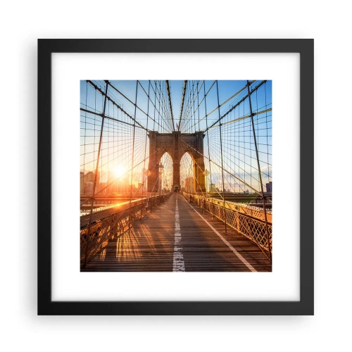 Poster in een zwarte lijst - Op de gouden brug - 30x30 cm
