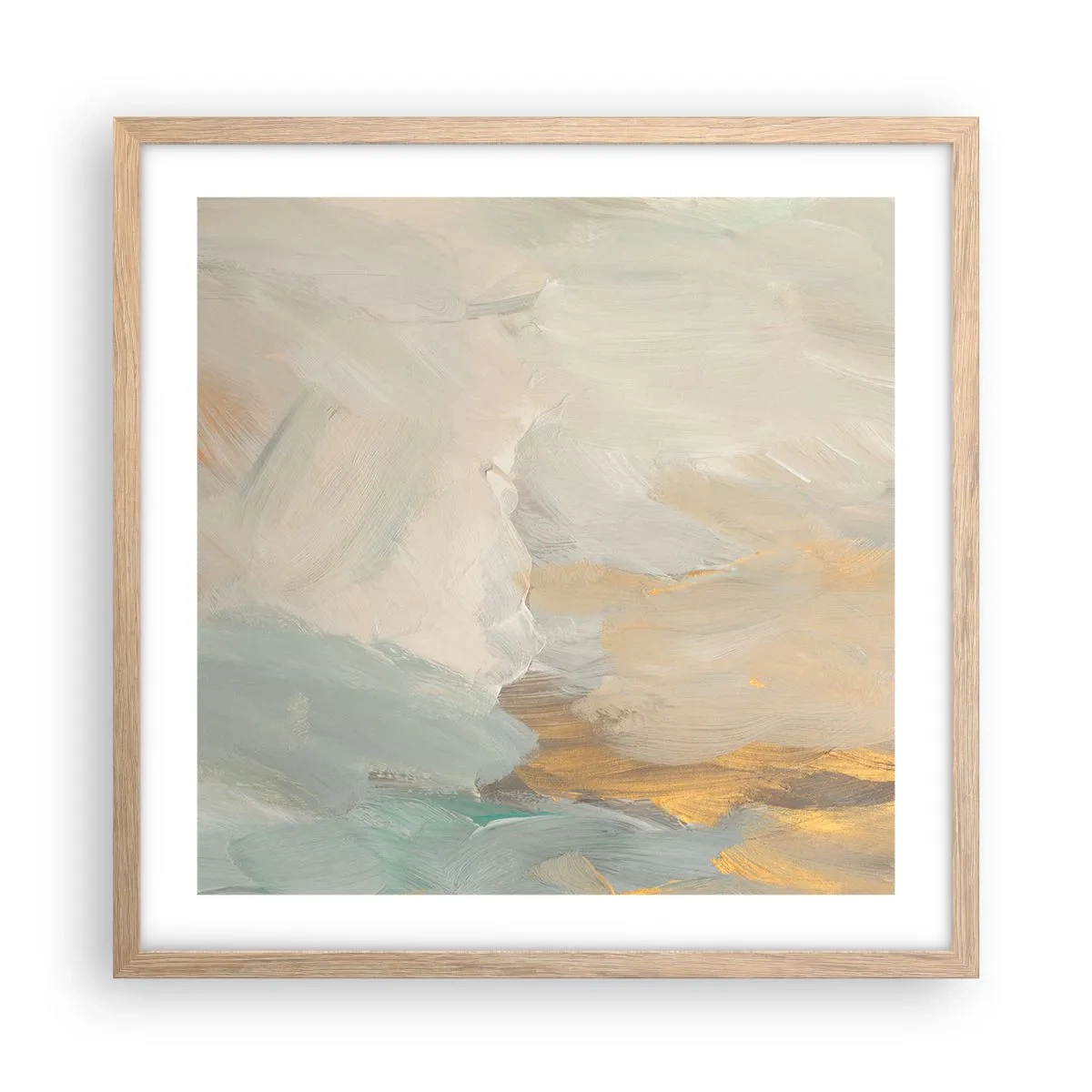 Een poster in een licht eiken lijst - Abstractie – het land van zachtheid - 50x50 cm
