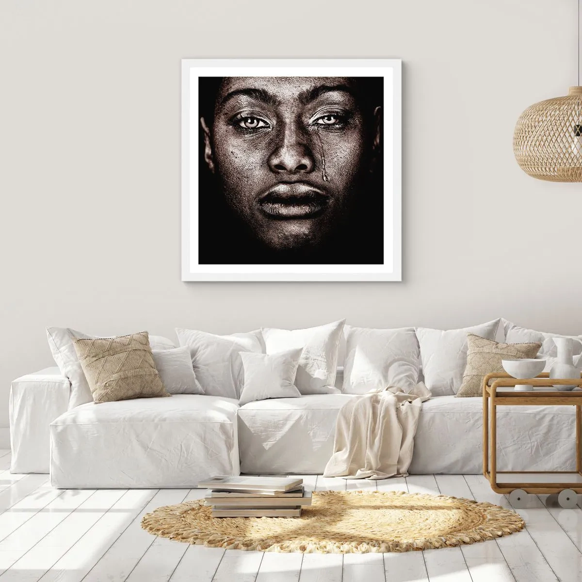 Poster in een witte lijst - een traan - 60x60 cm