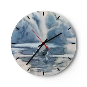 Wandklok - Klok - Vissersscène op een kalm meer omgeven door mistige bomen - 30x30cm - Vissers in hun paradijs - Moderne wanddecoratie voor woonkamer, keuken en slaapkamer ARTTOR