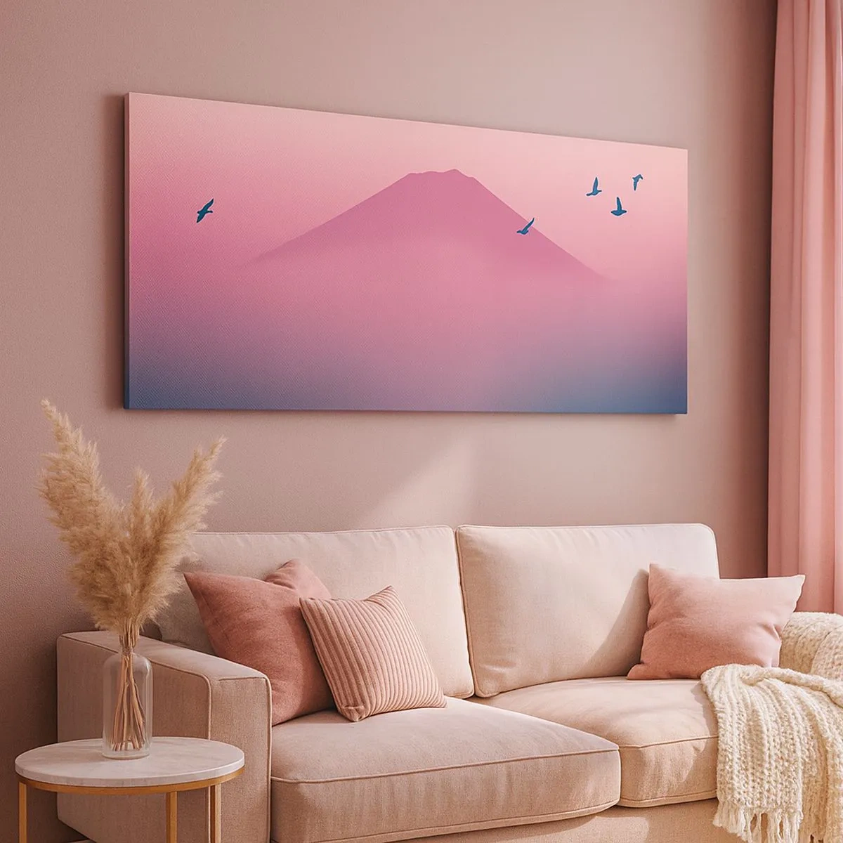 Schilderen op canvas - Wandelaars boven de wolken - 100x40 cm