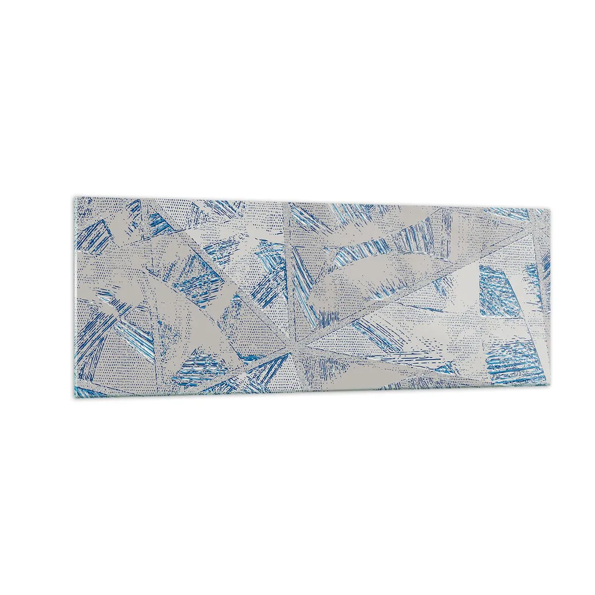 Schilderen op glas - In een blauwgrijs labyrint - 140x50 cm