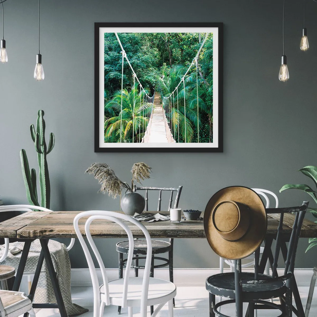 Poster in een zwarte lijst - Welkom in de jungle! - 30x30 cm