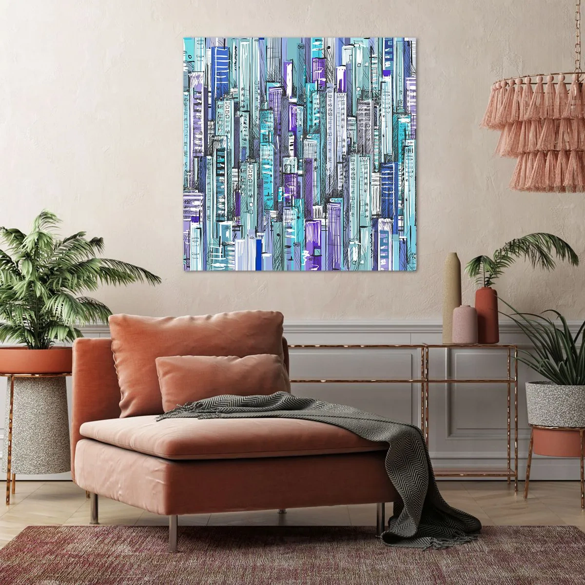 Schilderen op canvas - Blauwachtig van de hemel - 30x30 cm