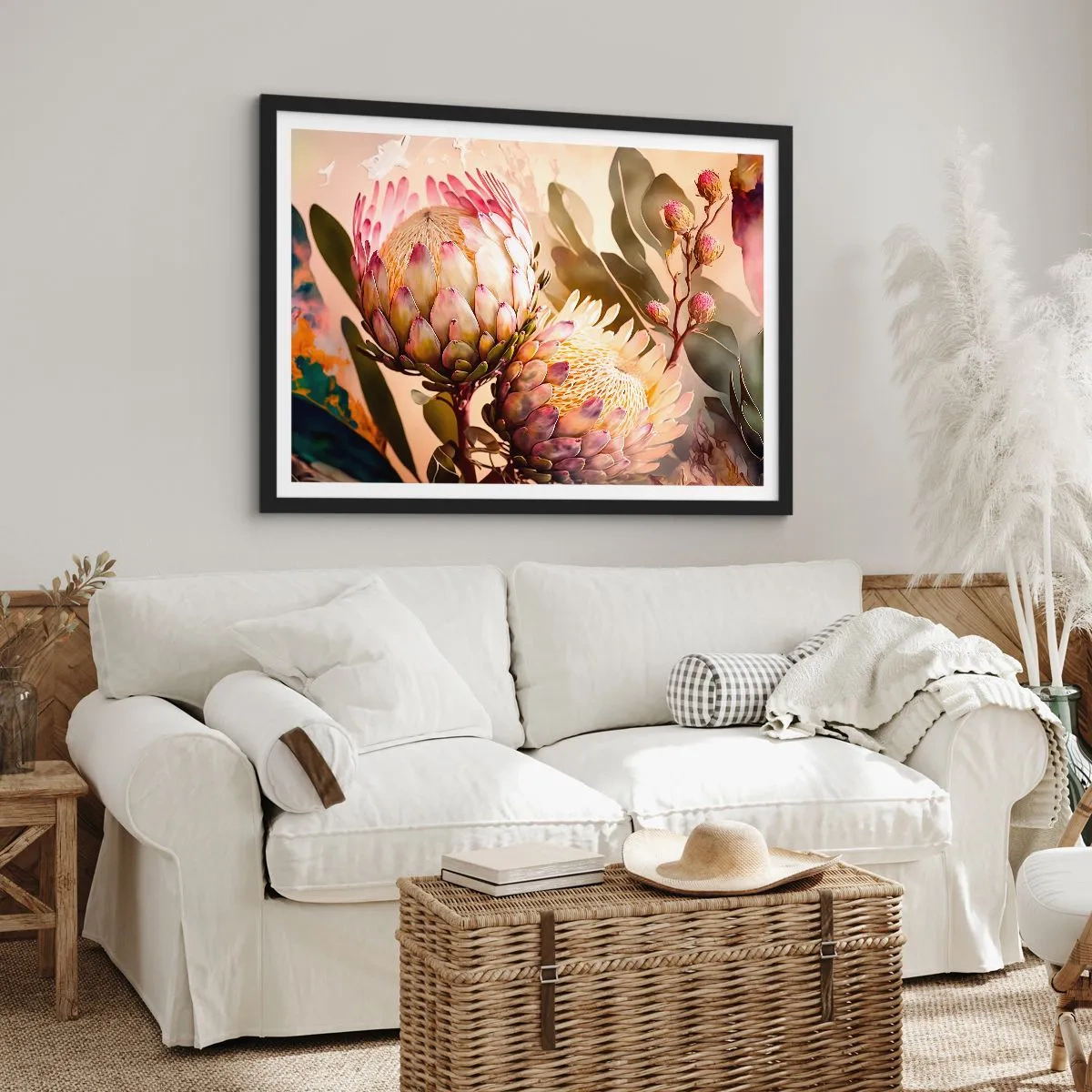 Poster in een zwarte lijst - Teeder omarmd - 70x50 cm