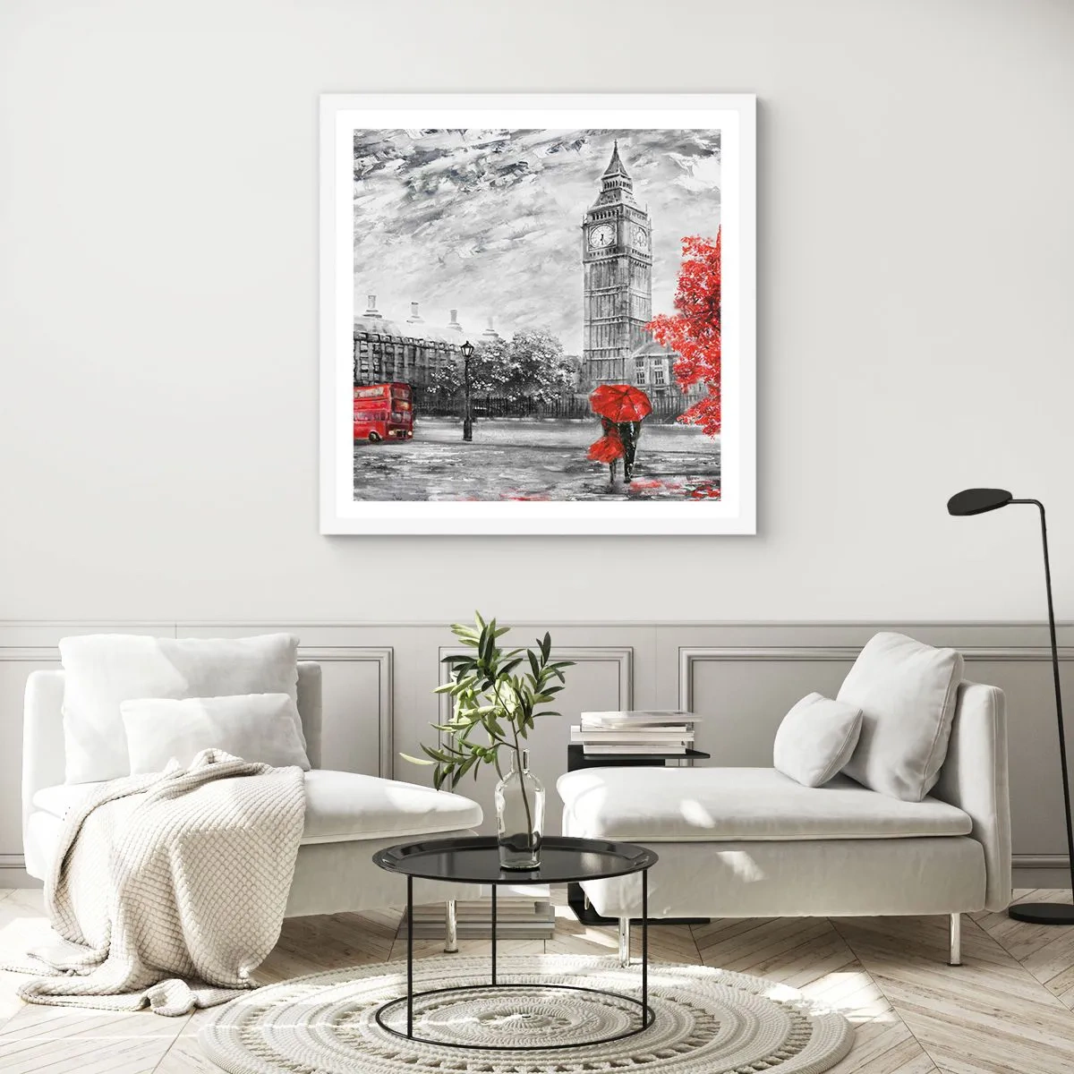 Poster in een witte lijst - Een spannende dag - 50x50 cm