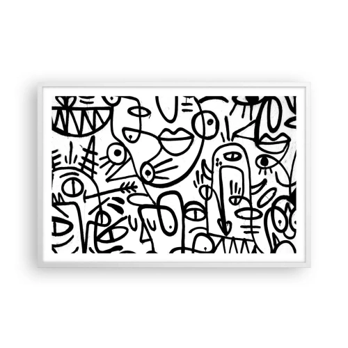 Poster in een witte lijst - Gezichten en luchtspiegelingen - 91x61 cm