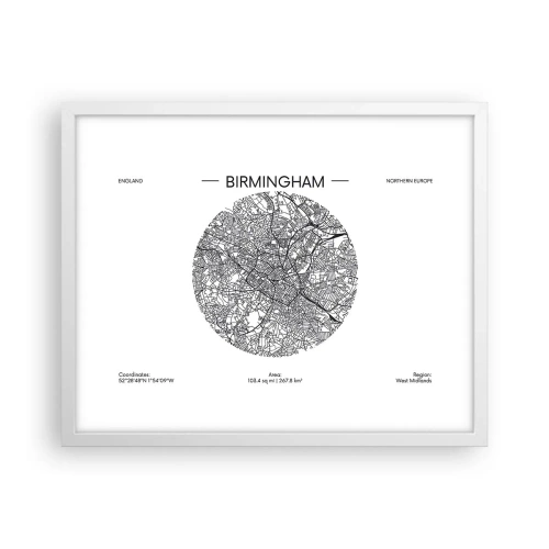 Poster in een witte lijst - Anatomie van Birmingham - 50x40 cm