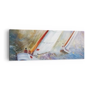 Schilderen op canvas - Lopend op de golven  - 140x50 cm