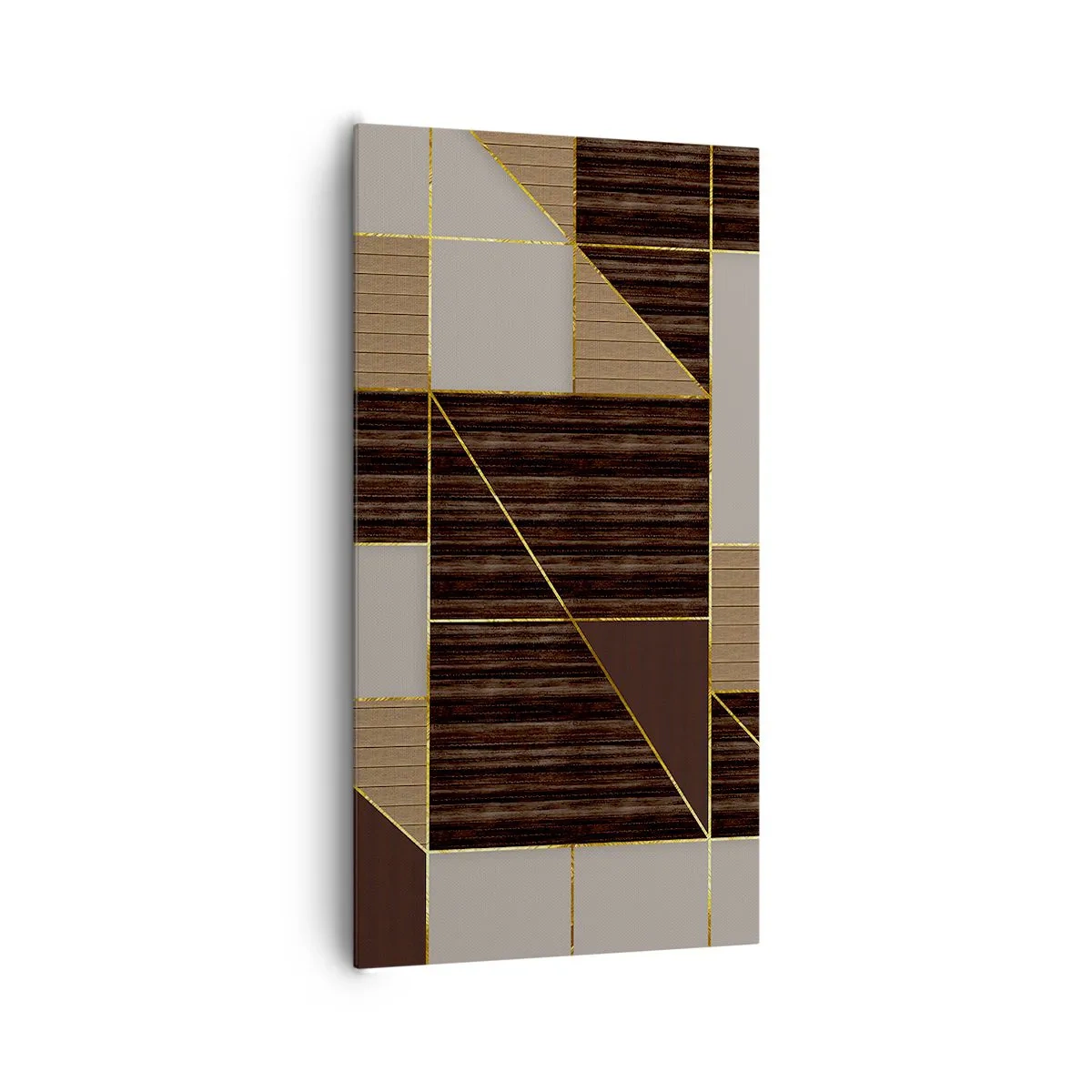 Schilderen op canvas - Een mozaïek van bruin en goud - 65x120 cm