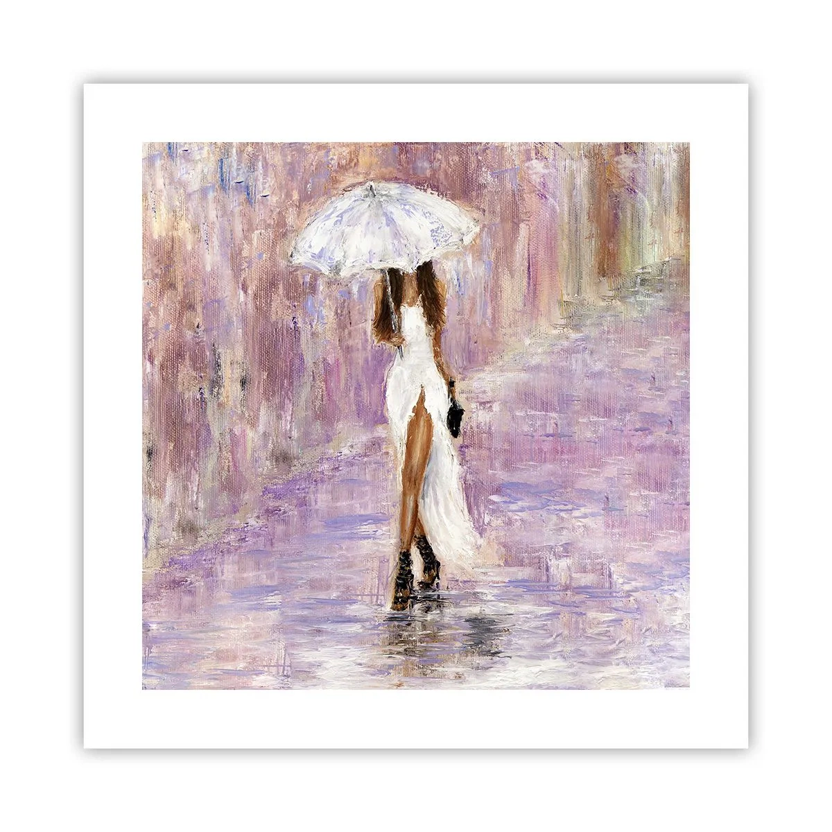 Poster - In de lila regen - 40x40 cm
