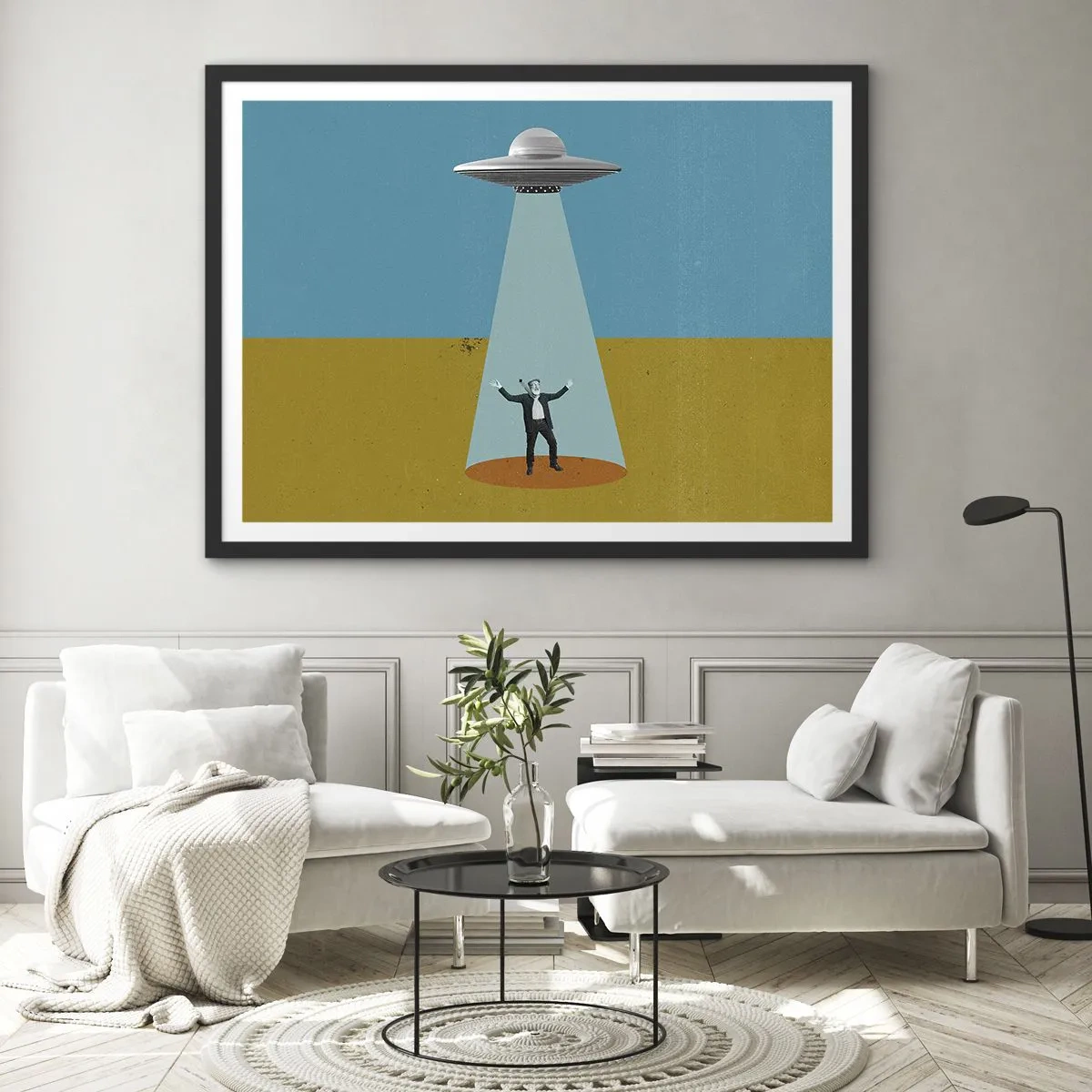 Poster in een zwarte lijst - Een nauwe ontmoeting - 70x50 cm
