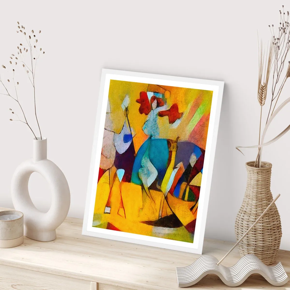 Poster in een witte lijst - Zon - leven - vreugde - 61x91 cm