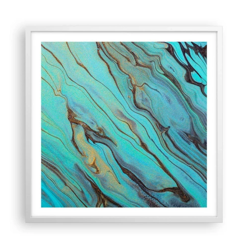 Poster in een witte lijst - Turquoise vloed - 60x60 cm