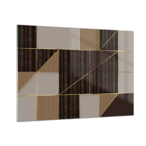 Schilderen op glas - Een mozaïek van bruin en goud - 100x70 cm