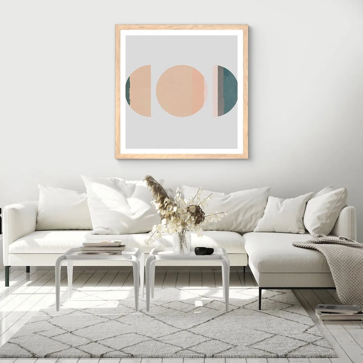 Een poster in een licht eiken lijst - Een Wiel achter een andere - 30x30 cm