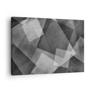 Schilderen op canvas - Zwart-wit abstractie met geometrische vormen - 70x50cm - Het eeuwige symbool van duurzaamheid en orde - Moderne wanddecoratie voor woonkamer en slaapkamer ARTTOR