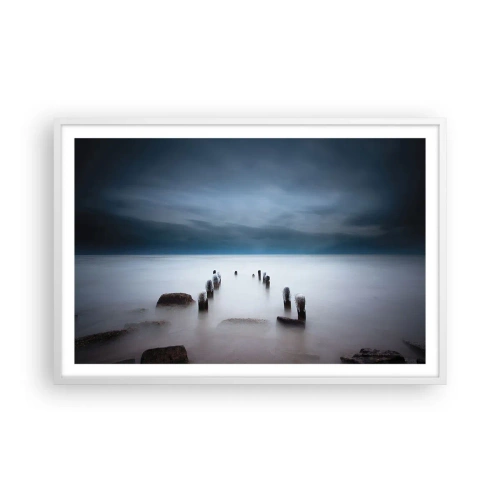 Poster in een witte lijst - Peinzend meer - 91x61 cm