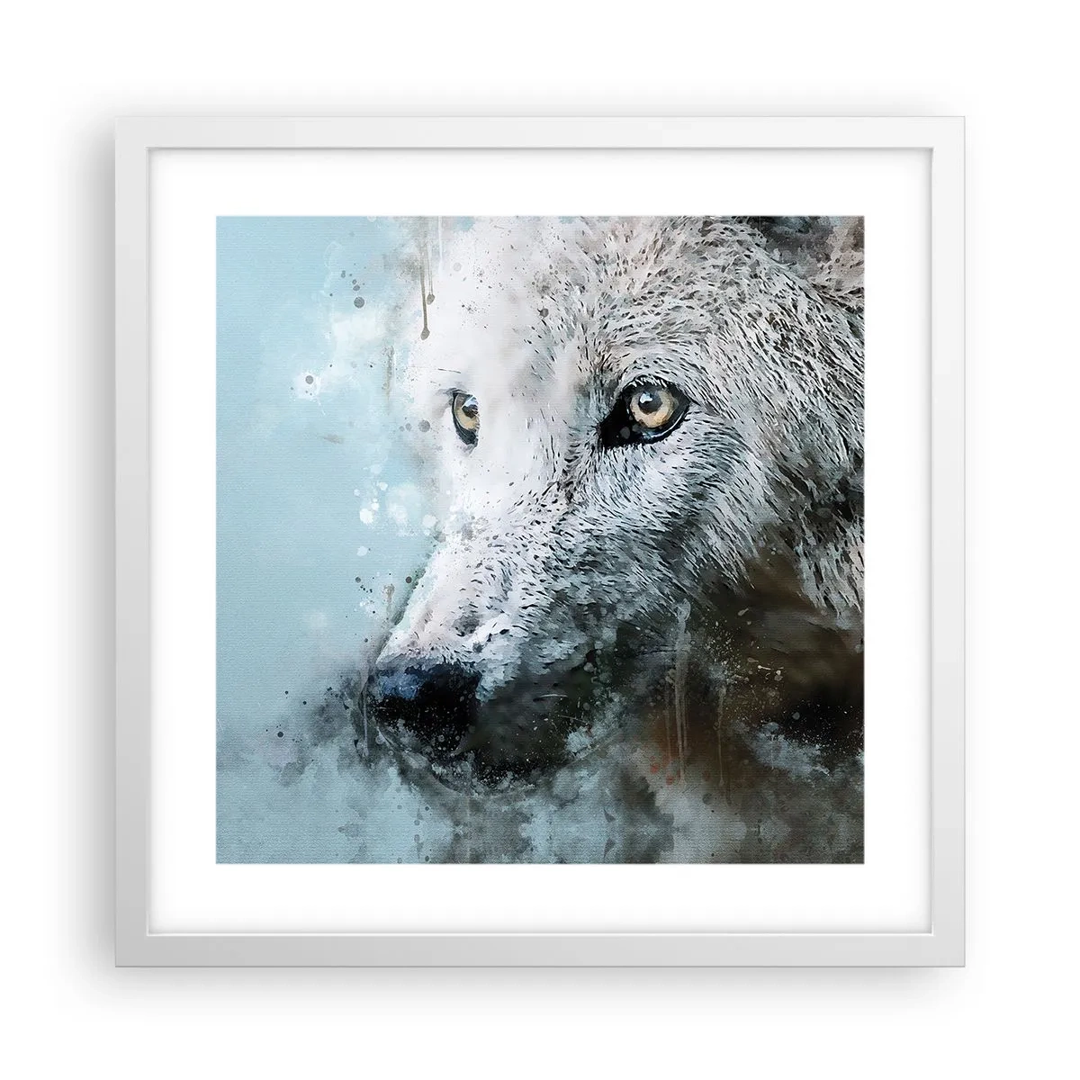 Poster in een witte lijst - Ontmoet de wolvenziel - 40x40 cm