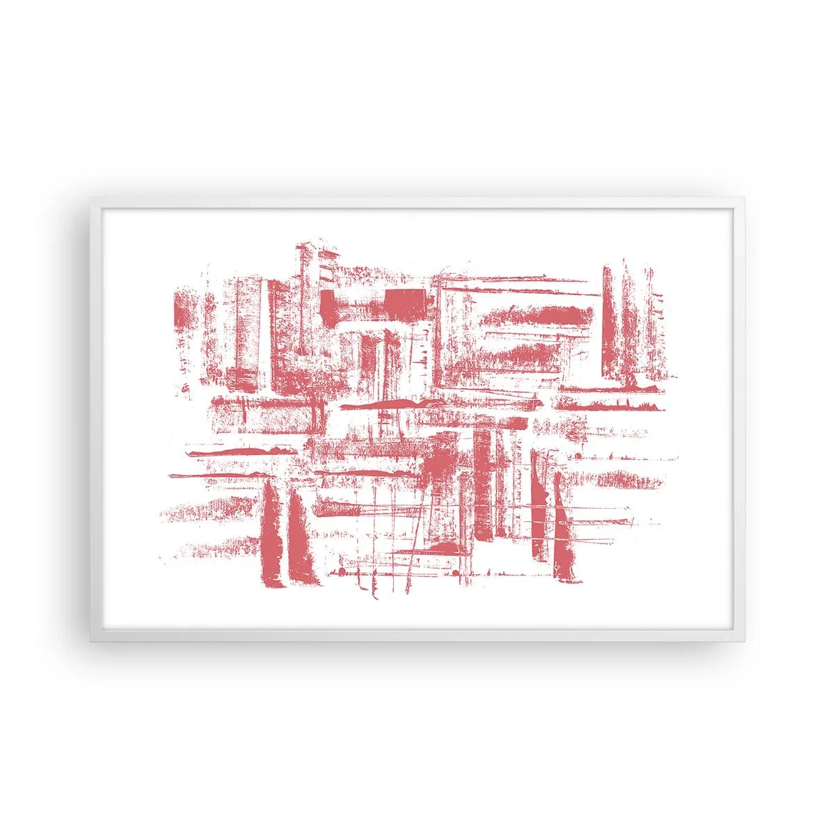 Poster in een witte lijst - De rode stad - 91x61 cm