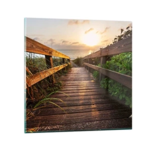 Schilderen op glas - En direct naar de kust - 70x70 cm