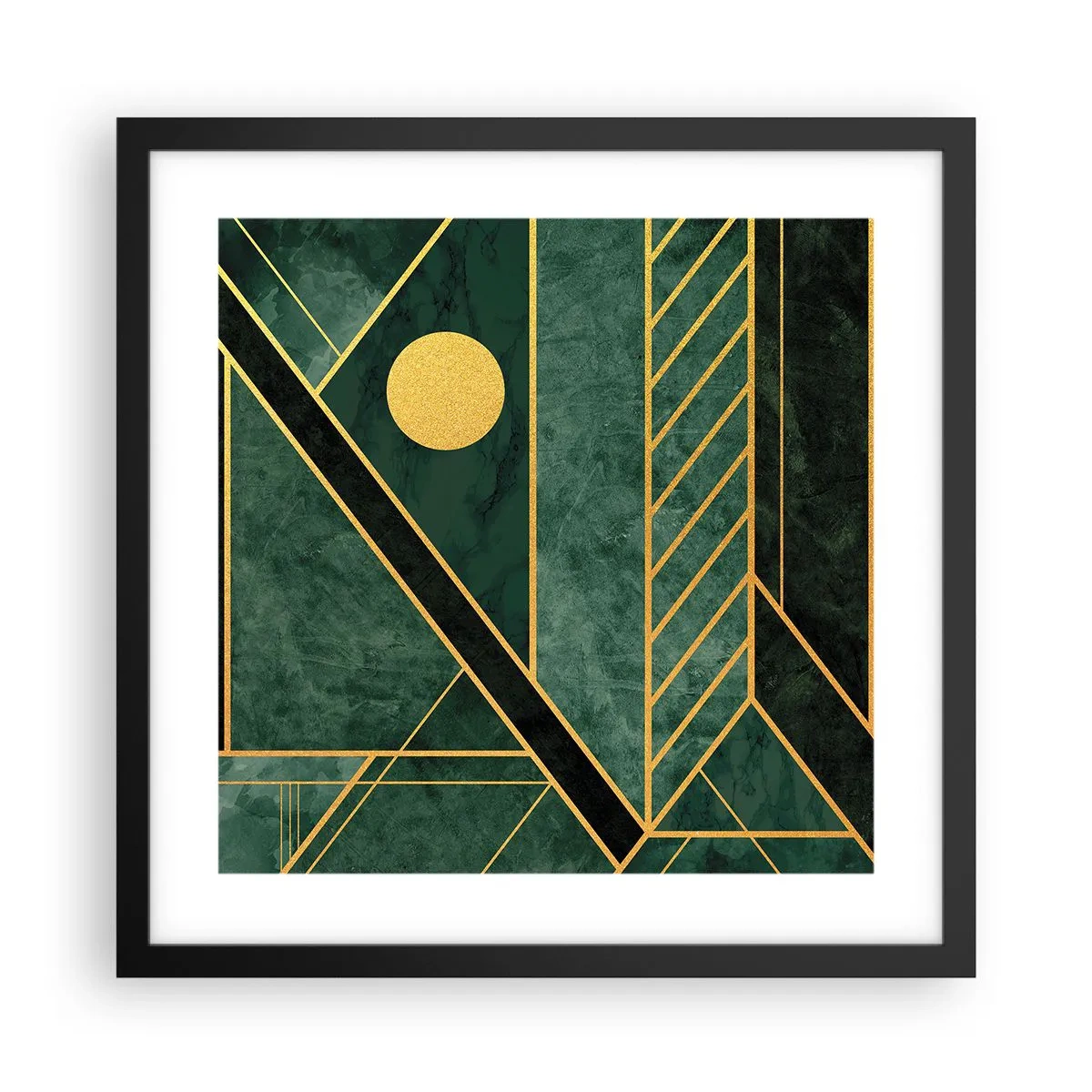 Poster in een zwarte lijst - Dynamiek van goud en azuur - 40x40 cm