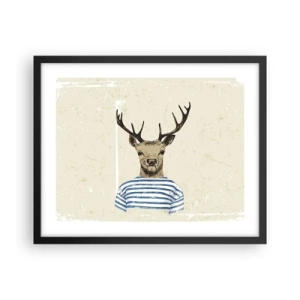 Poster in een zwarte lijst - Omdat ik van gestreepte t-shirts hou! - 50x40 cm