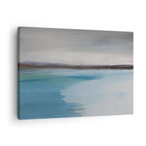 Schilderen op canvas - Een minimalistisch landschap met een waterlijn en horizon - 70x50cm - Horizontaal landschap - Moderne wanddecoratie voor woonkamer en slaapkamer ARTTOR