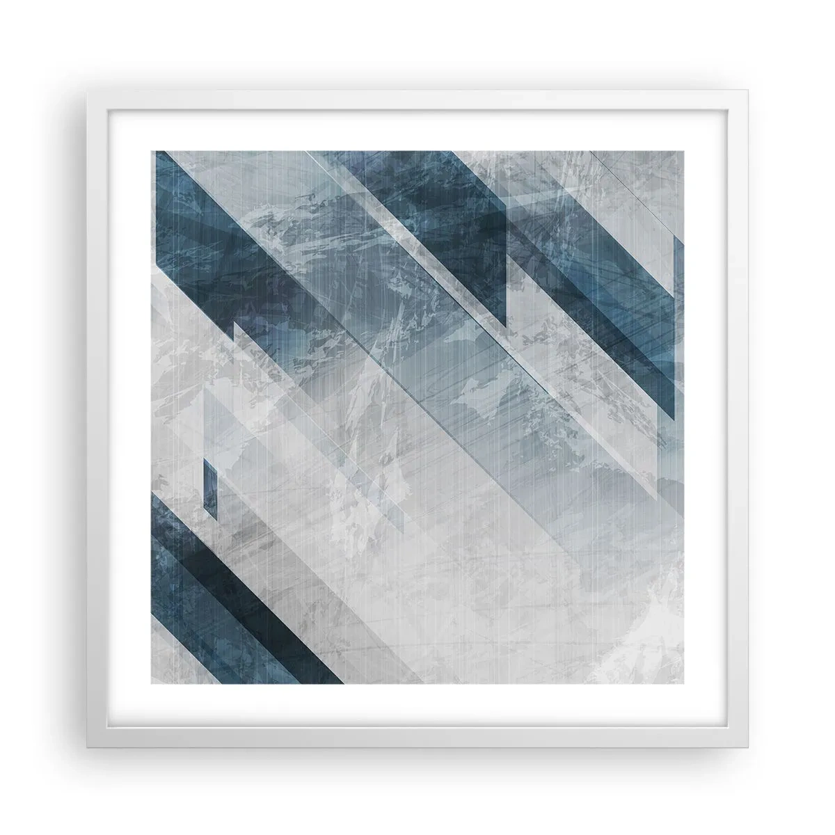Poster in een witte lijst - Ruimtelijke compositie - grijze beweging - 50x50 cm