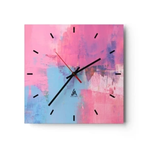 Wandklok - Klok - Roze, blauw en een vleugje licht - 30x30 cm