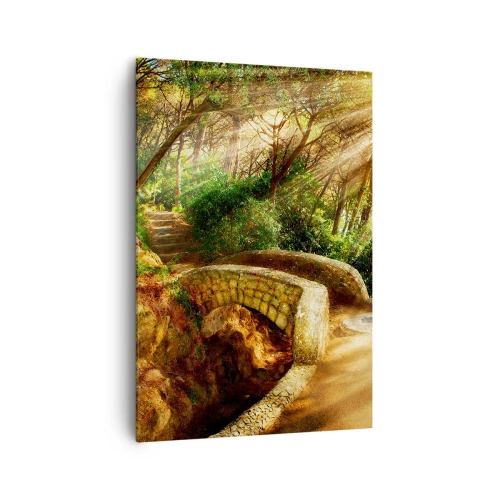 Schilderen op canvas - Rechtstreeks vanaf de brug het sprookjesbos in - 70x100 cm