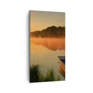 Schilderen op canvas - Zonsopgang boven het water als een spiegel - 55x100 cm