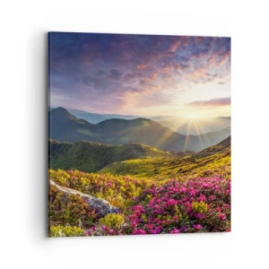 Schilderen op canvas - Frisheid in de ochtend in de bergen - 70x70 cm