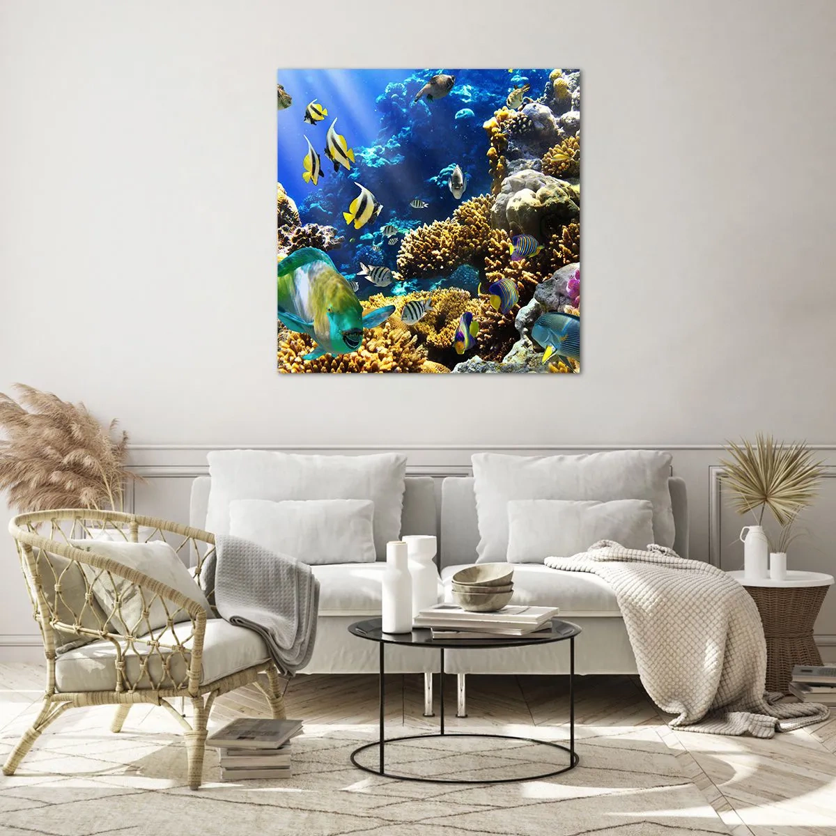 Schilderen op glas - Veel verkeer op de vakantieroute - 40x40 cm