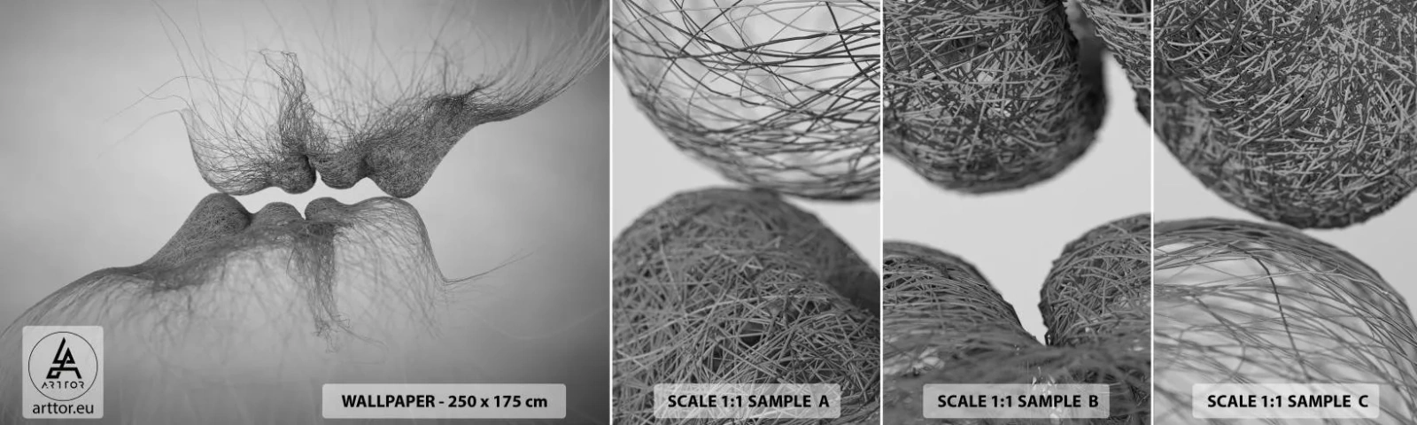 Fotobehang Monster Zelfklevend Deluxe Sticker - Kus van de wind - Abstractie, Grafisch, Liefde - 100x30 cm