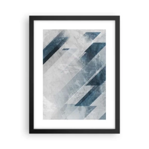 Poster in een zwarte lijst - Ruimtelijke compositie - grijze beweging - 30x40 cm