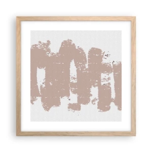 Een poster in een licht eiken lijst - Abstractie in zachtroze - 40x40 cm