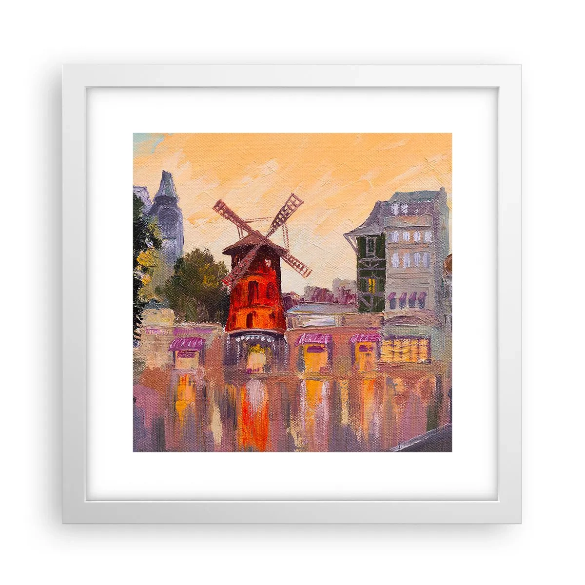 Poster in een witte lijst - Parijse iconen – Moulin Rouge - 30x30 cm