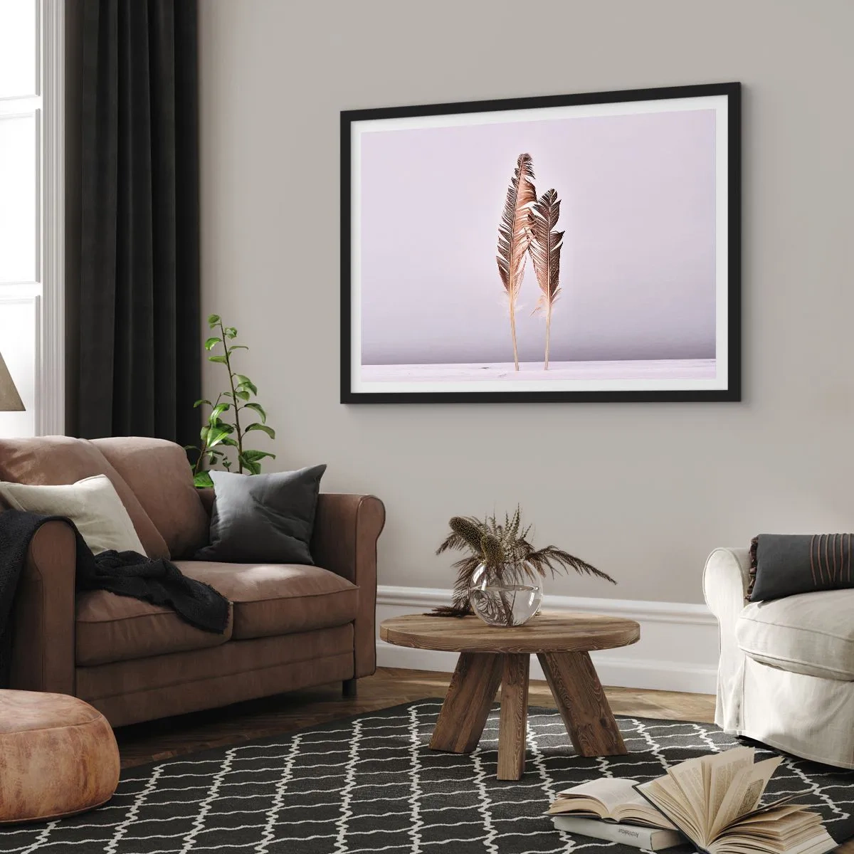 Poster in een zwarte lijst - Tegen het niets - 50x40 cm