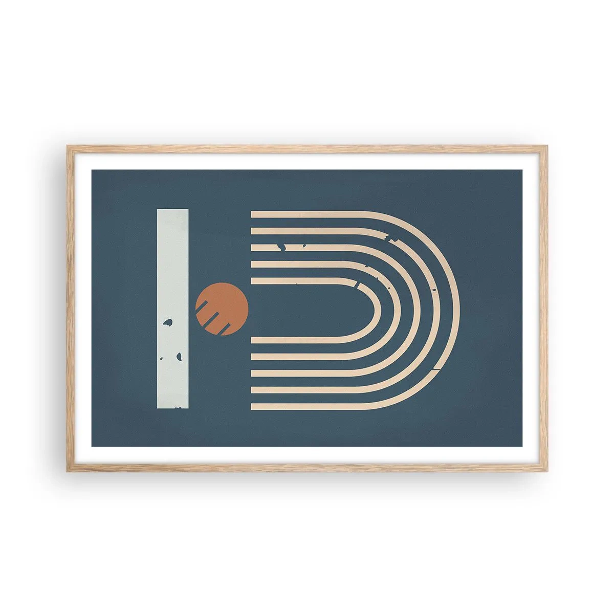 Een poster in een licht eiken lijst - Geometrie op de granaatappel - 91x61 cm