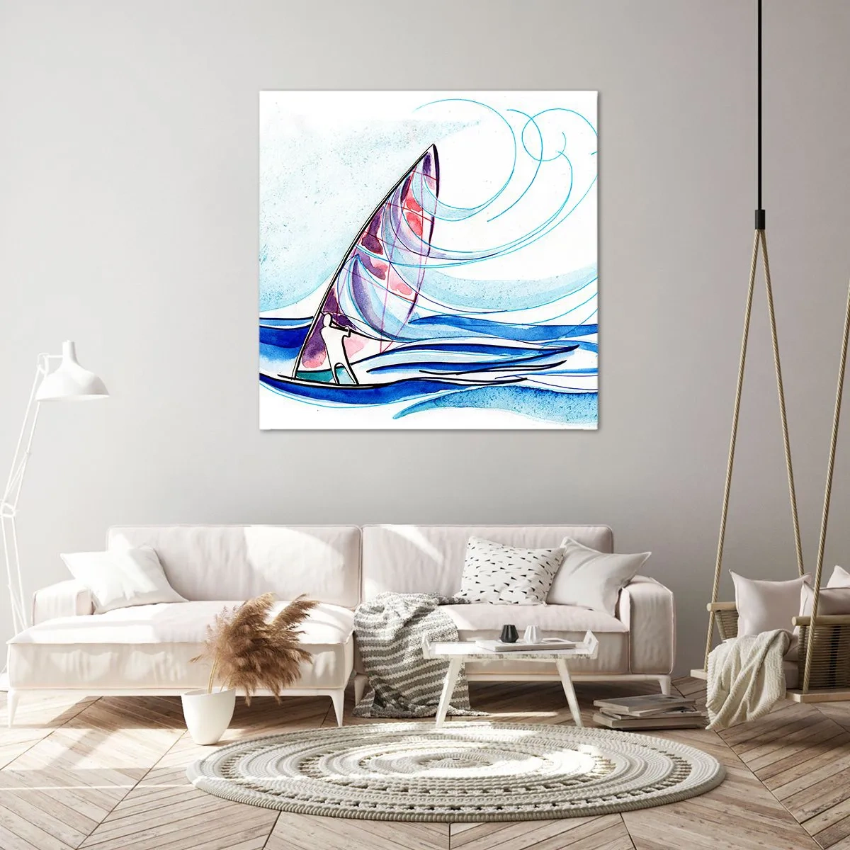 Schilderen op canvas - Met de wind op het ritme van de golven - 30x30 cm