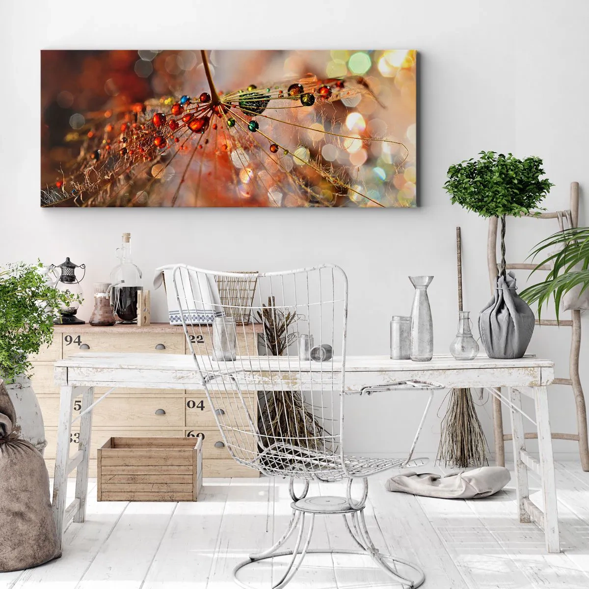 Schilderen op canvas - Geregen op een spinnendraad - 140x50 cm