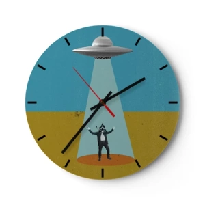 Wandklok - Klok - Een nauwe ontmoeting - 40x40 cm