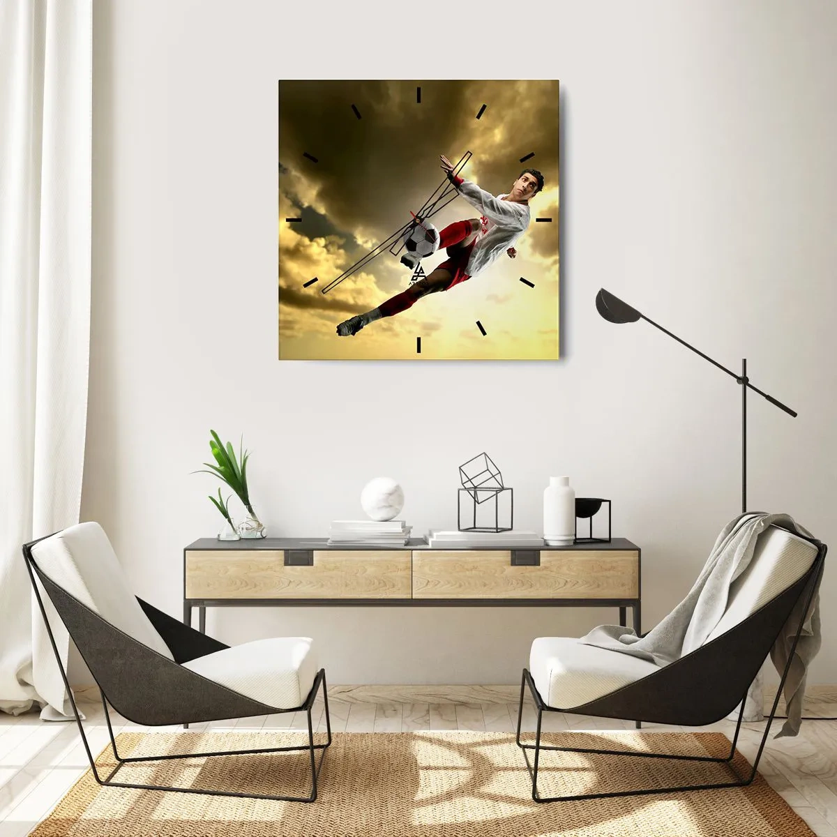 Wandklok - Klok - Voetbal hemel - 30x30 cm