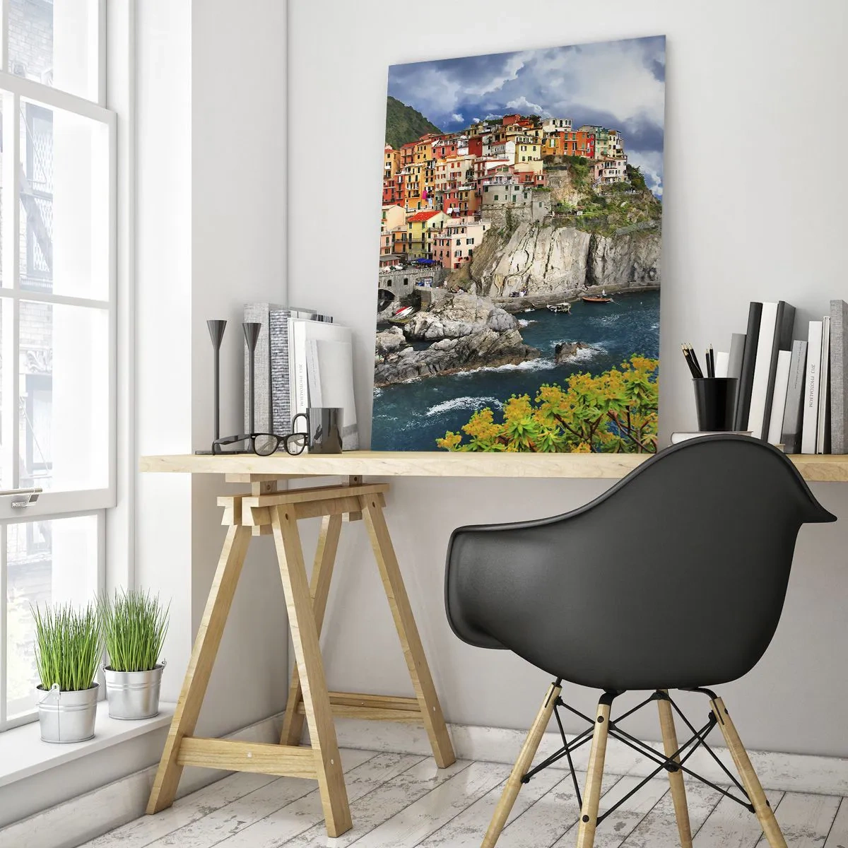 Schilderen op glas - Een groepje geklampt an de rots - 50x70 cm