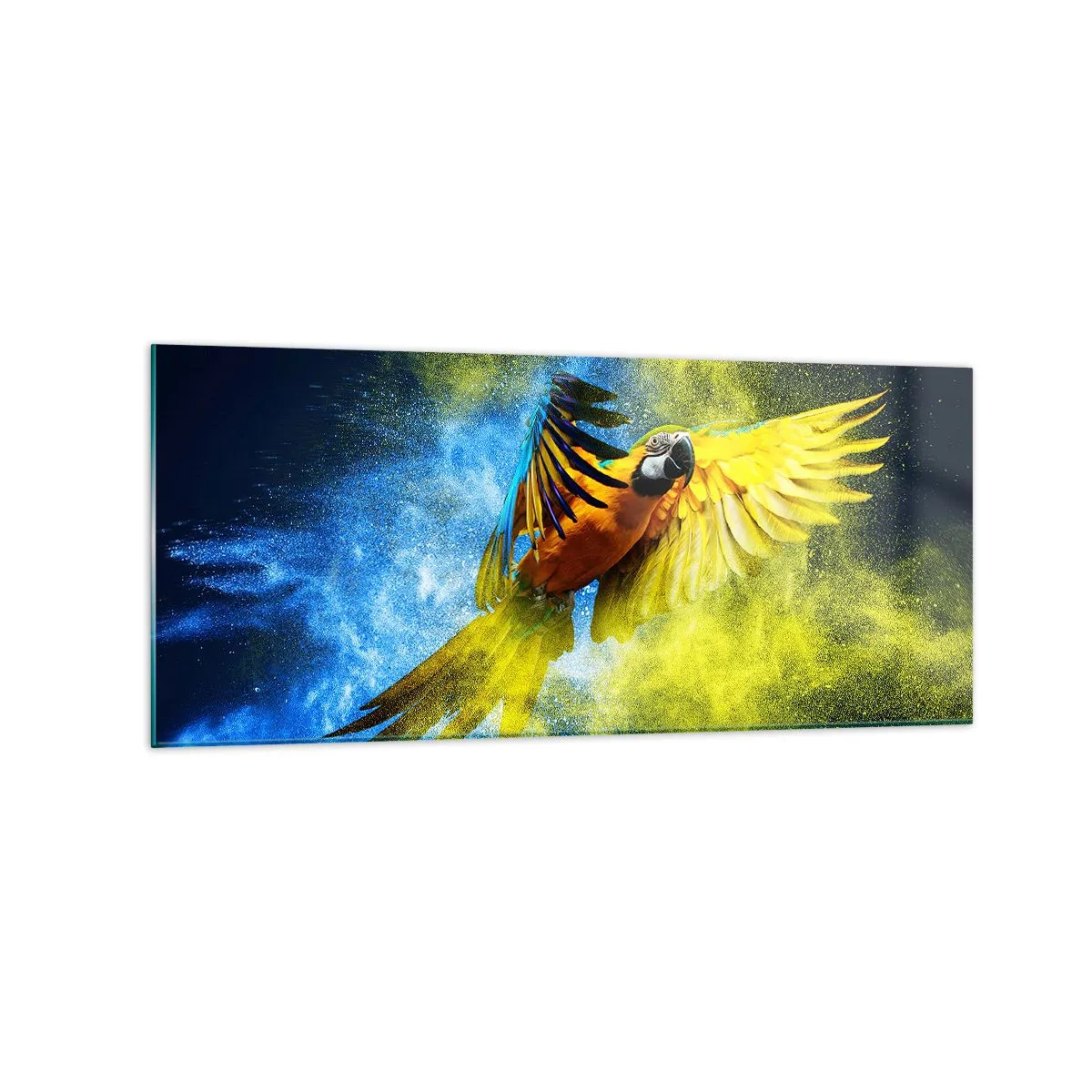 Schilderen op glas - In het blauwe en gouden stof - 120x50 cm