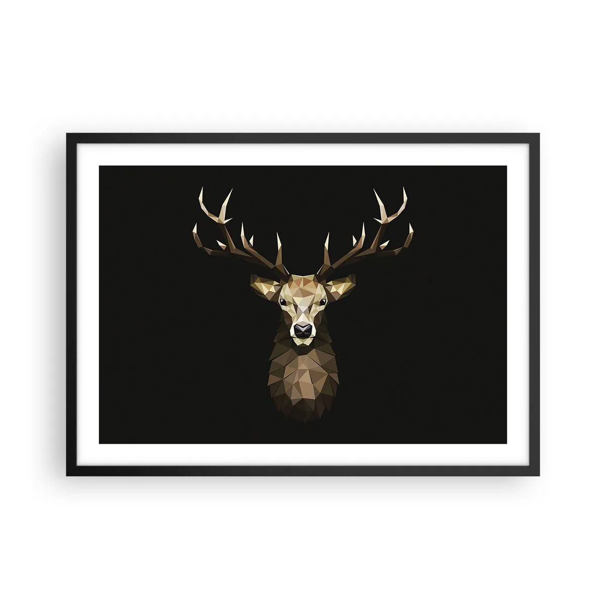 Poster in een zwarte lijst - Kubistische herten - 70x50 cm