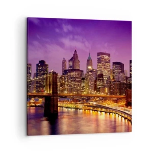 Schilderen op canvas - Violet-goud Manhattan - 50x50 cm