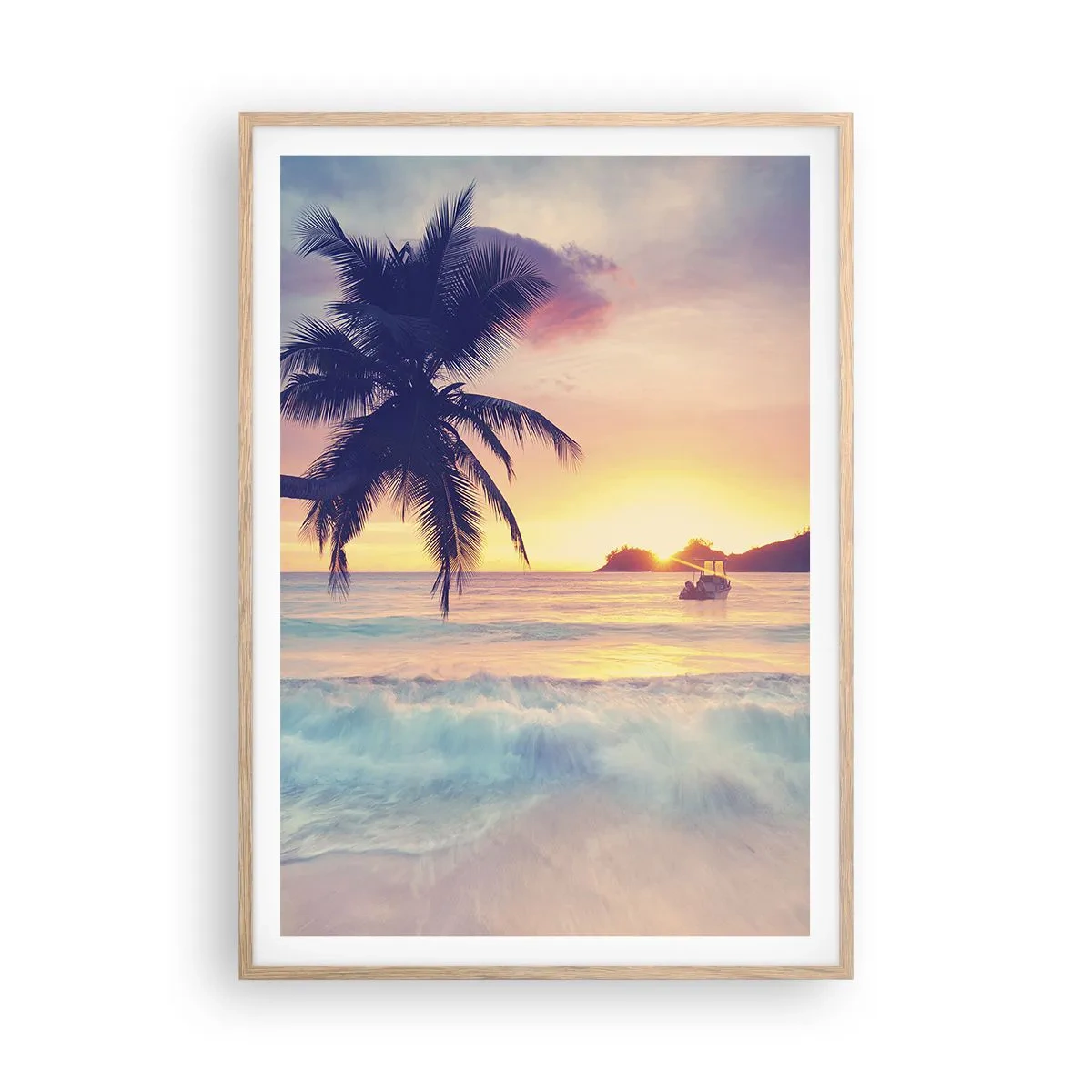 Een poster in een licht eiken lijst - Een avond aan de baai - 70x100 cm