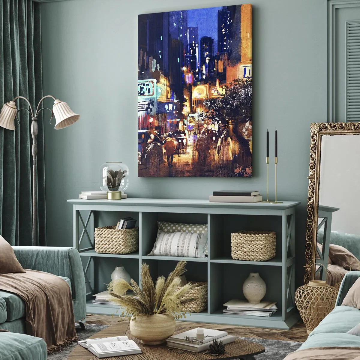 Schilderen op canvas - En de stad is wakker - 55x100 cm